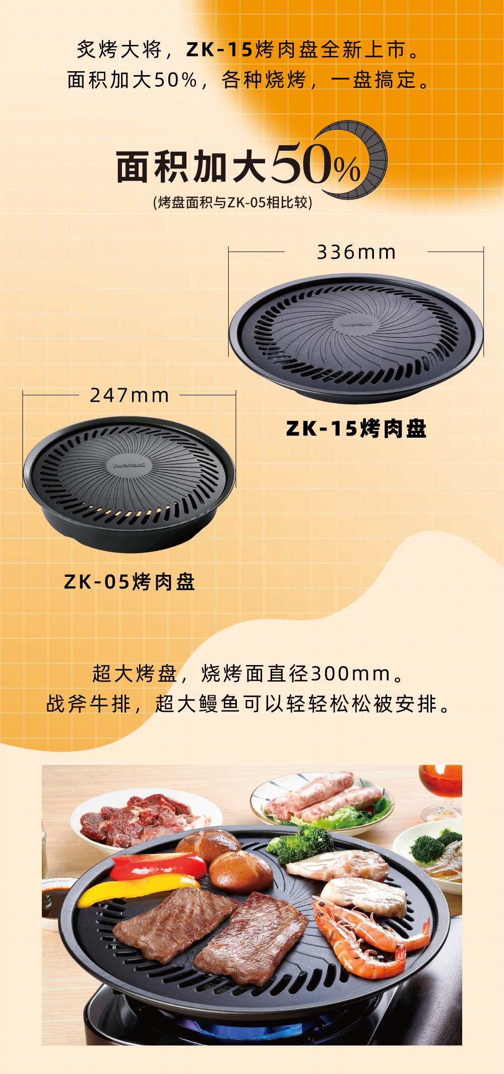 炙烤大將，zk-15全新上市。面積加大50%，各種燒烤，一盤搞定。